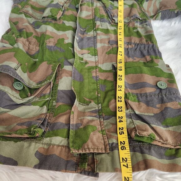 J Crew Jacket Womens XS Boyfriend Fatigue Hooded Camouflage Cotton camo army zip - Picture 10 of 13